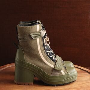 Converse Boots Womens SZ 8.5 Green All Star GR82 XX High Platform Chunky Combat